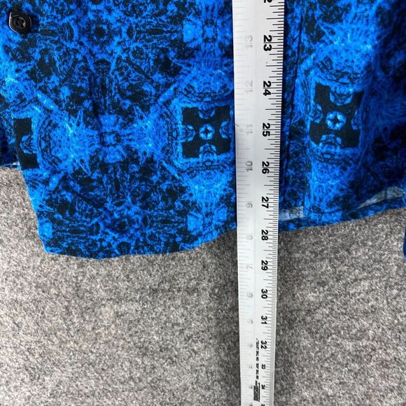 Montero Shirt Men L Large Blue Geometric Button Up Collared Long Sleeve Cotton - Picture 7 of 8